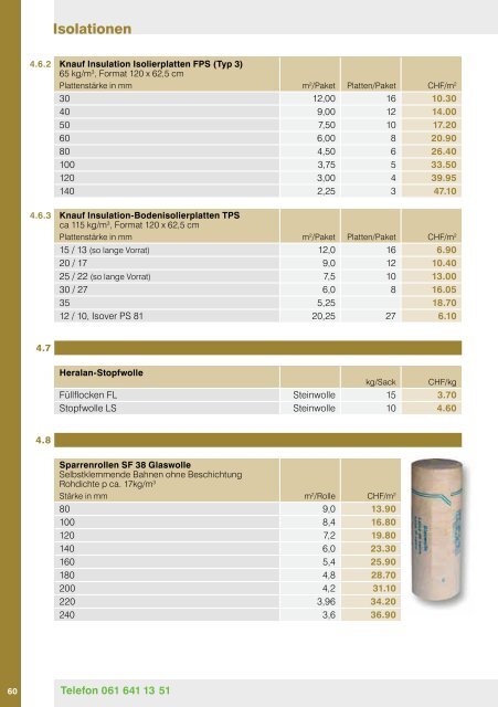 PREISLISTE 2011 - Baumaterial-Riehen