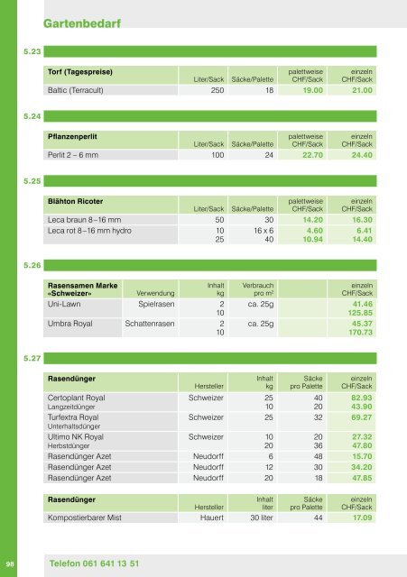 PREISLISTE 2011 - Baumaterial-Riehen