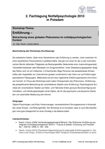 2. Fachtagung Notfallpsychologie 2010 in Potsdam