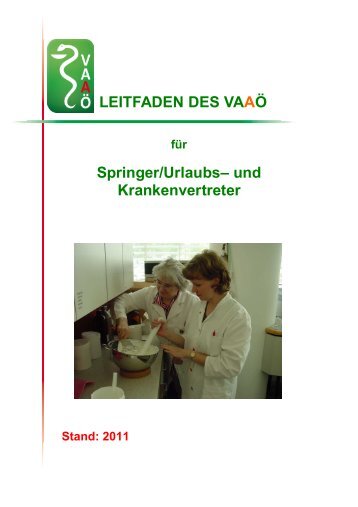 LEITFADEN DES VAAÃ Springer/Urlaubsâ und Krankenvertreter