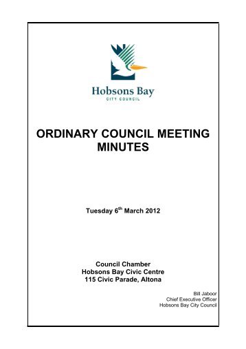 ORDINARY COUNCIL MEETING MINUTES - Hobsons Bay