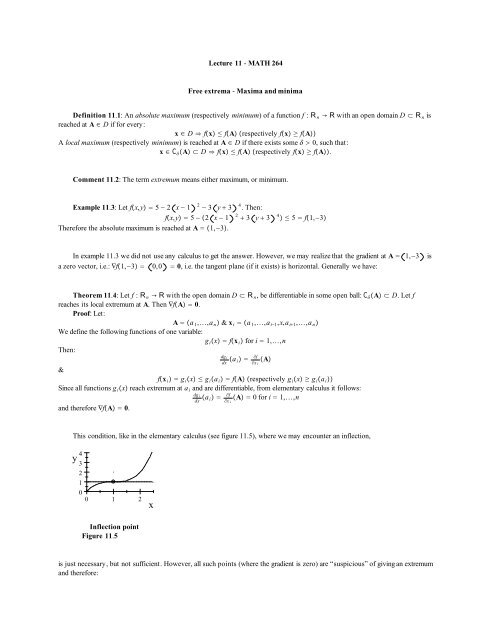 Lecture 11 Math 264 Free Extrema Maxima And Minima
