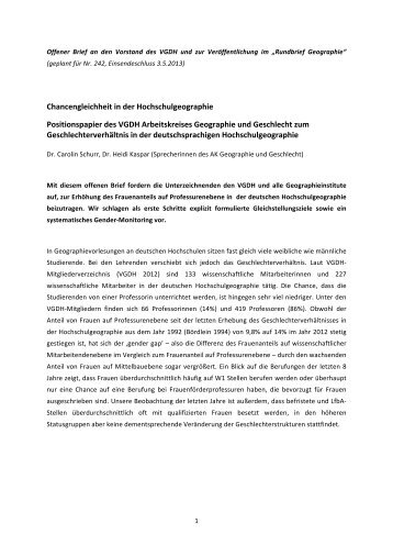 Offener Brief als PDF - AK Geographie und Geschlecht