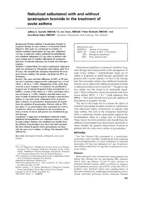 Nebulized salbutamol with and without ipratropium bromide in the ...