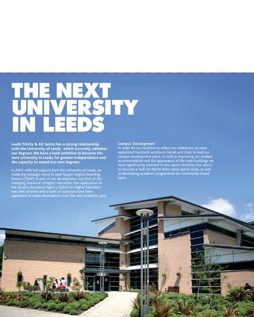 THE NEXT UNIVERSITY IN LEEDS Leeds Trinity University