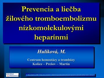 Prim. MUDr. HulÃ­kovÃ¡, PhD - vÅ¡eobecnÃ½ praktickÃ½ lekÃ¡r