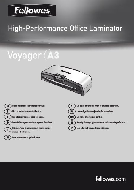 Manuel d'utilisation Voyager A3 - Fellowes