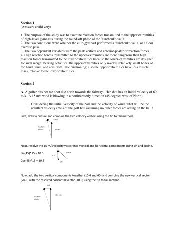 Section 1 (Answers could very) 1. The purpose of the study was to ...
