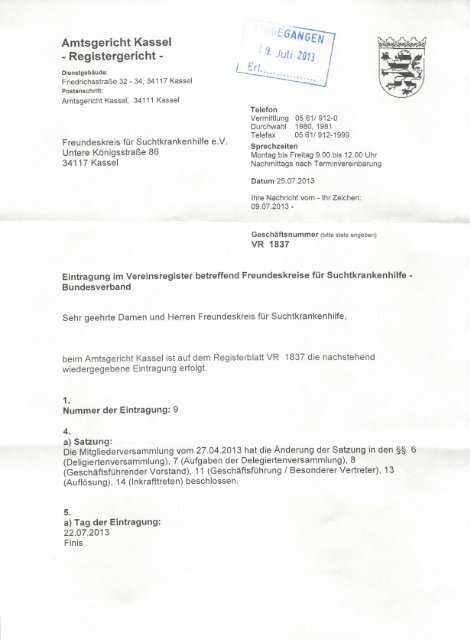 Amtsgericht Kassel - Freundeskreise für Suchtkrankenhilfe