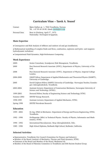 Curriculum Vitae Tarek A Yousef Pvv - 