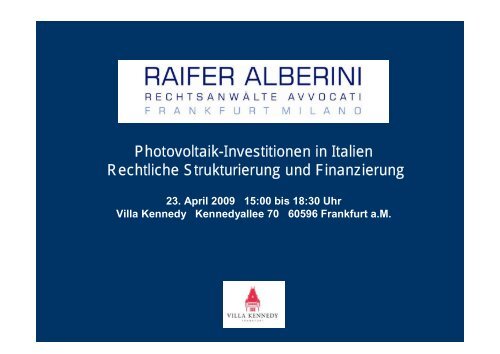 Photovoltaik-Investitionen in Italien Rechtliche Strukturierung und ...