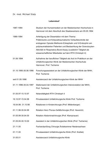 Dr. med. Michael Stalp Lebenslauf 1987-1994 Studium der ...