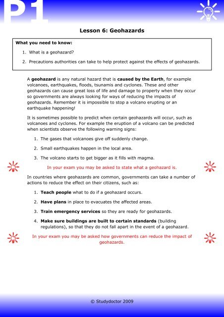 Lesson 6: Geohazards - Lesson 1