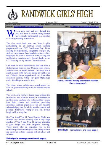 13 Newsletter 3 Aug 2012 Week 33 [pdf, 1 MB] - Randwick Girls ...