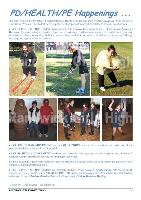 13 Newsletter 3 Aug 2012 Week 33 [pdf, 1 MB] - Randwick Girls ...