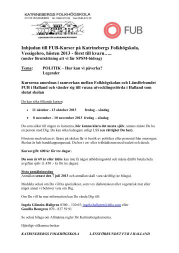 Inbjudan Katrineberg hÃ¶sten 2013.pdf - FUB Falkenberg