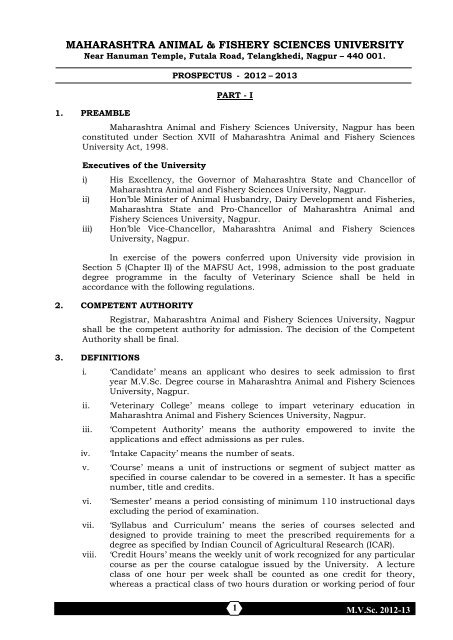 maharashtra animal & fishery sciences university - Bombay ... maharashtra animal & fishery sciences university - Bombay ...