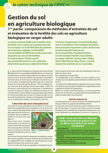 Gestion du sol en agriculture biologique - Institut Francais des ...