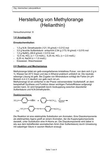 Herstellung von Methylorange (Helianthin) - reaktorblock.de