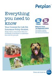 Your Covered For Life Pet Insurance Policy Booklet - Petplan