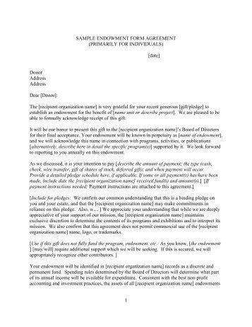 agreement letter gift gift SupportingAdvancement  agreement  sample