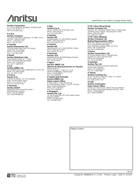 Anritsu MS8609A: Digital Mobile Radio Transmitter Tester - elsinco