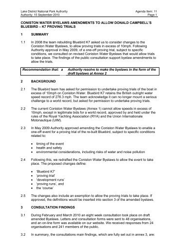 Coniston Water Byelaws - Lake District National Park