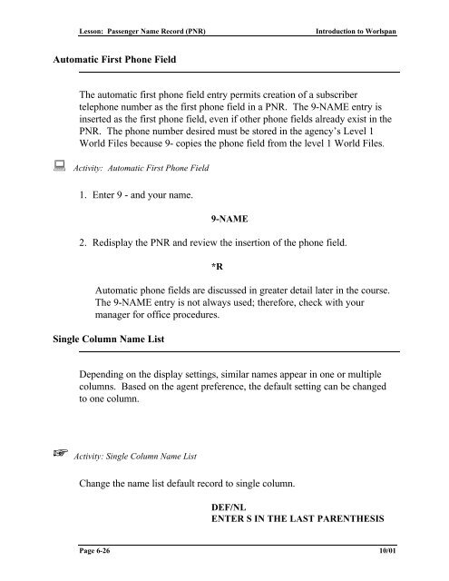 Lesson: Passenger Name Record (PNR) - Global Learning Center