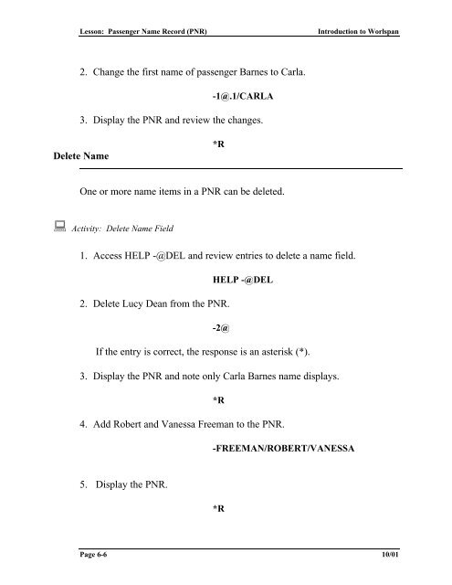 Lesson: Passenger Name Record (PNR) - Global Learning Center