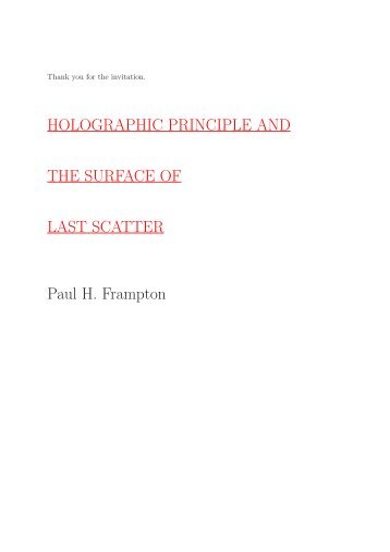 holographic principle and the surface of last scatter