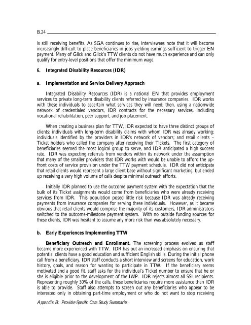 Evaluation of the Ticket to Work Program Initial Evaluation Report