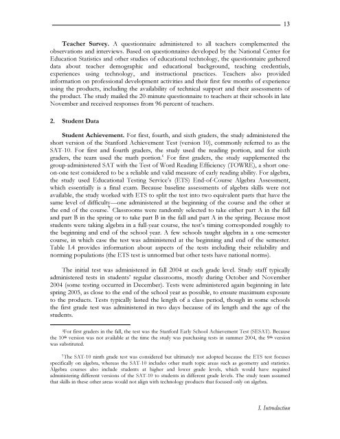 Effectiveness of Reading and Mathematics Software Products ...