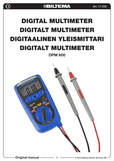 Digital MultiMeter Digitalt MultiMeter Digitaalinen ... - Biltema