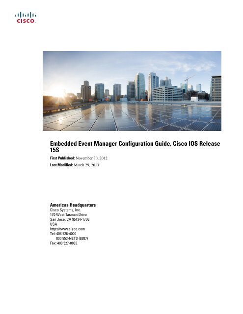 Embedded Event Manager Configuration Guide, Cisco IOS Release ...