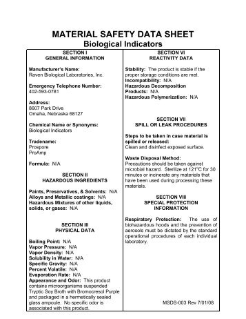 MSDS: ProSpore Ampoule - Mesa Labs