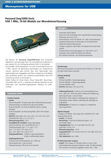 Personal Daq/3000-Serie USB 1 MHz, 16-bit Module zur ...