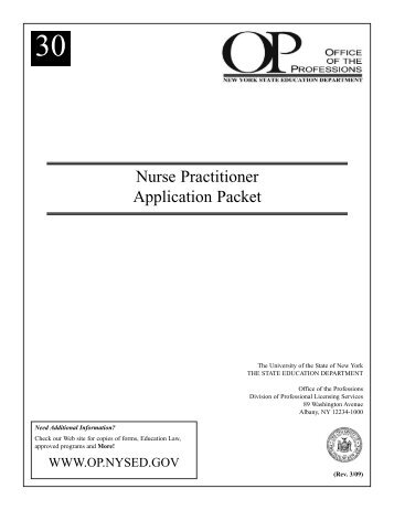 Nurse Practitioner Application Packet - Office of the Professions ...