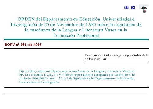 ORDEN del Departamento de EducaciÃ³n, Universidades e ...