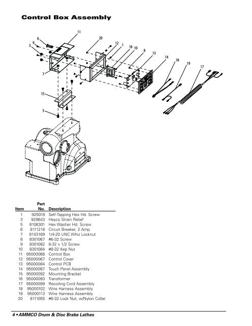 Ammco 4000 Brake Lathe Parts Diagram - All about Lathe Machine