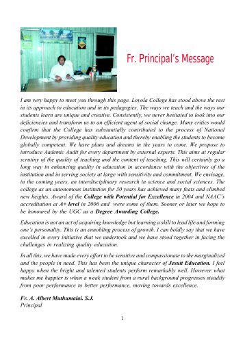 Fr. Principal's Message - Loyola College