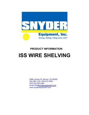 ISS wire shelving.pdf - Snyder Equipment, Inc.