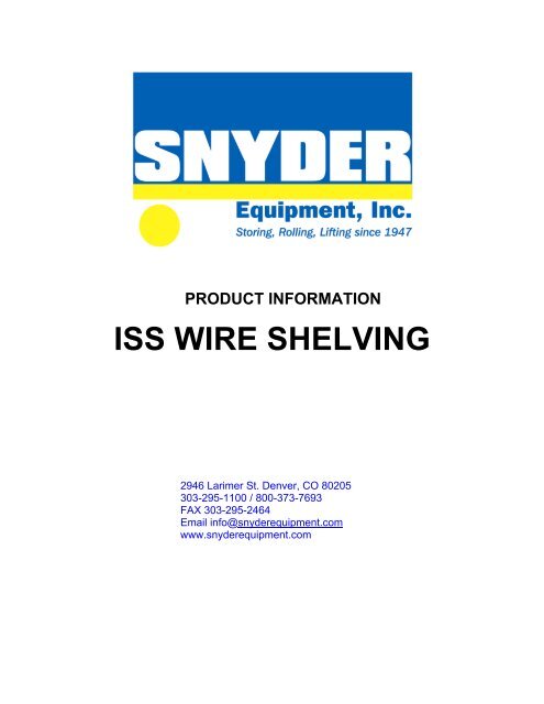 ISS wire shelving.pdf - Snyder Equipment, Inc.