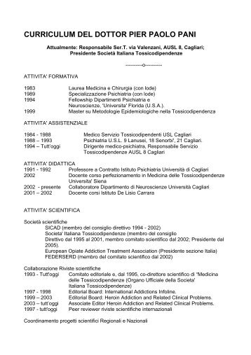 Curriculum Vitae e Pubblicazioni