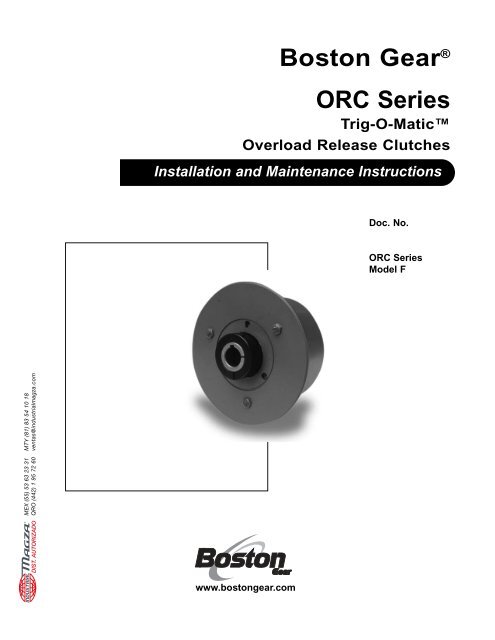 Boston GearÂ® ORC Series Trig-O-Maticâ¢ Overload Release Clutches