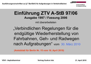 Vortrag "EinfÃ¼hrung ZTV A-StB 97/06" - VSVI