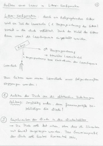 Aufbau eines gitter-stabilisierten Diodenlasers