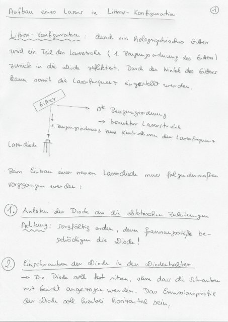 Aufbau eines gitter-stabilisierten Diodenlasers