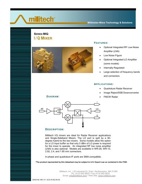 to download the MIQ product datasheet - Millitech