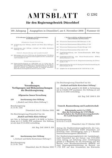 AMTSBLATT für den Regierungsbezirk Düsseldorf