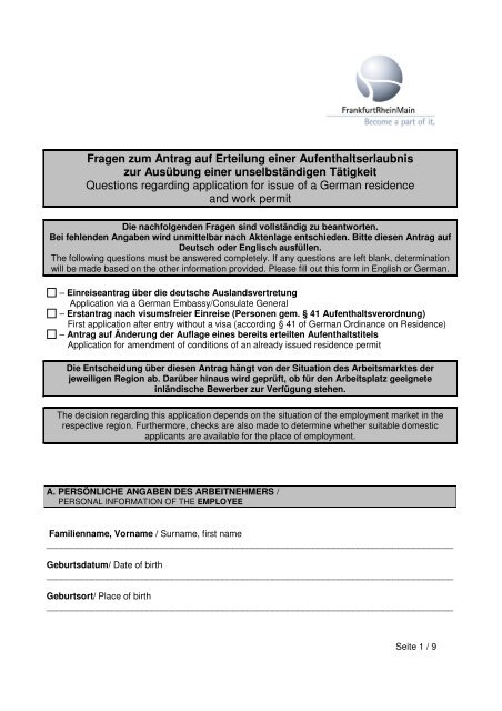 Antrag Auf Verlängerung Einer Aufenthaltserlaubnis Pdf Fragen zum Antrag auf Erteilung einer Aufenthaltserlaubnis zur